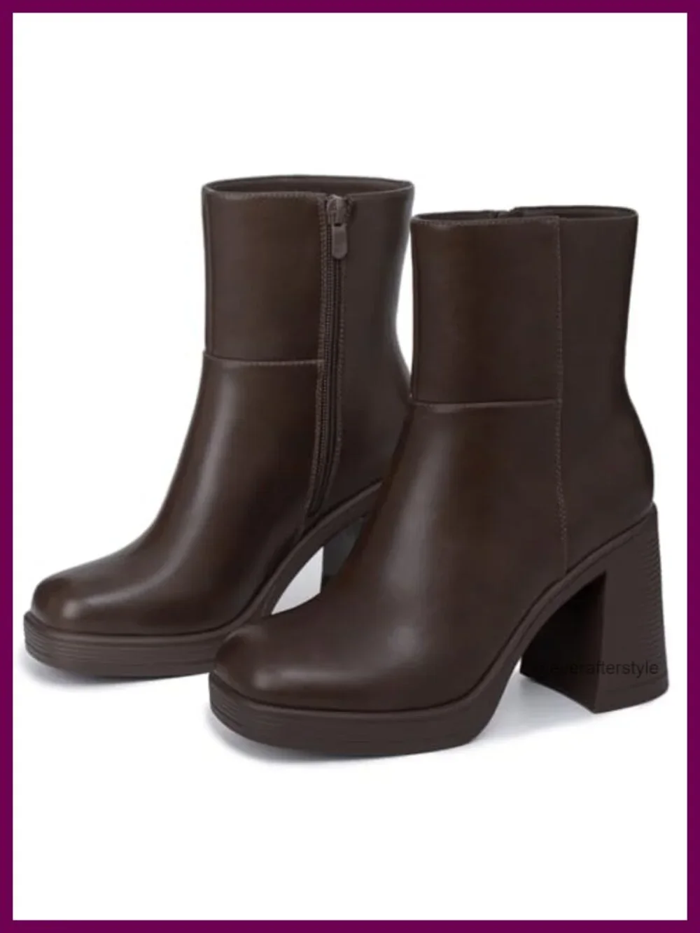 Platform Ankle Boots Chunky Block Heel Square Toe Fashion Dress Booties